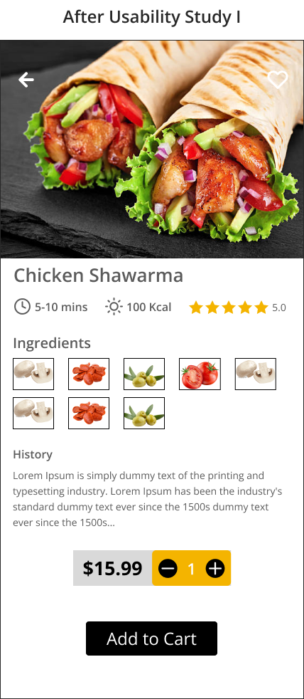 order screen after usability study