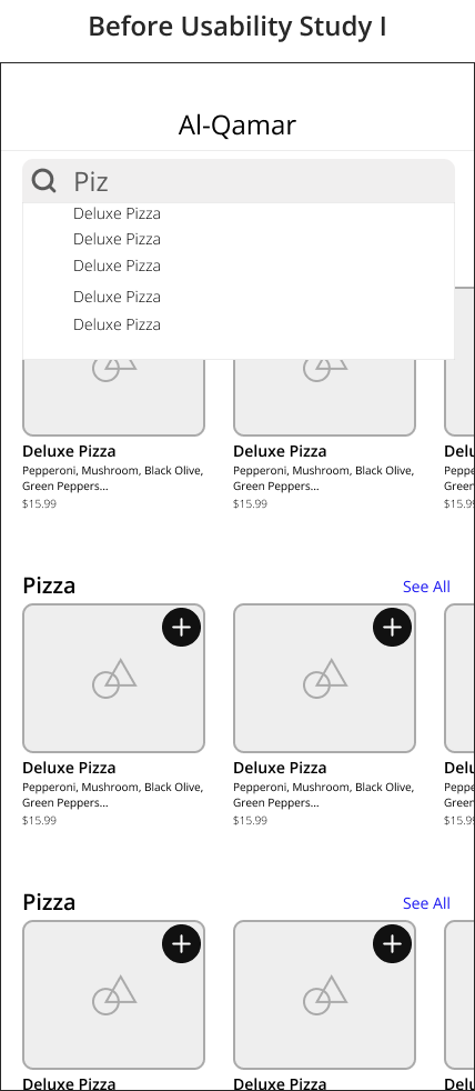 search screen before usability study